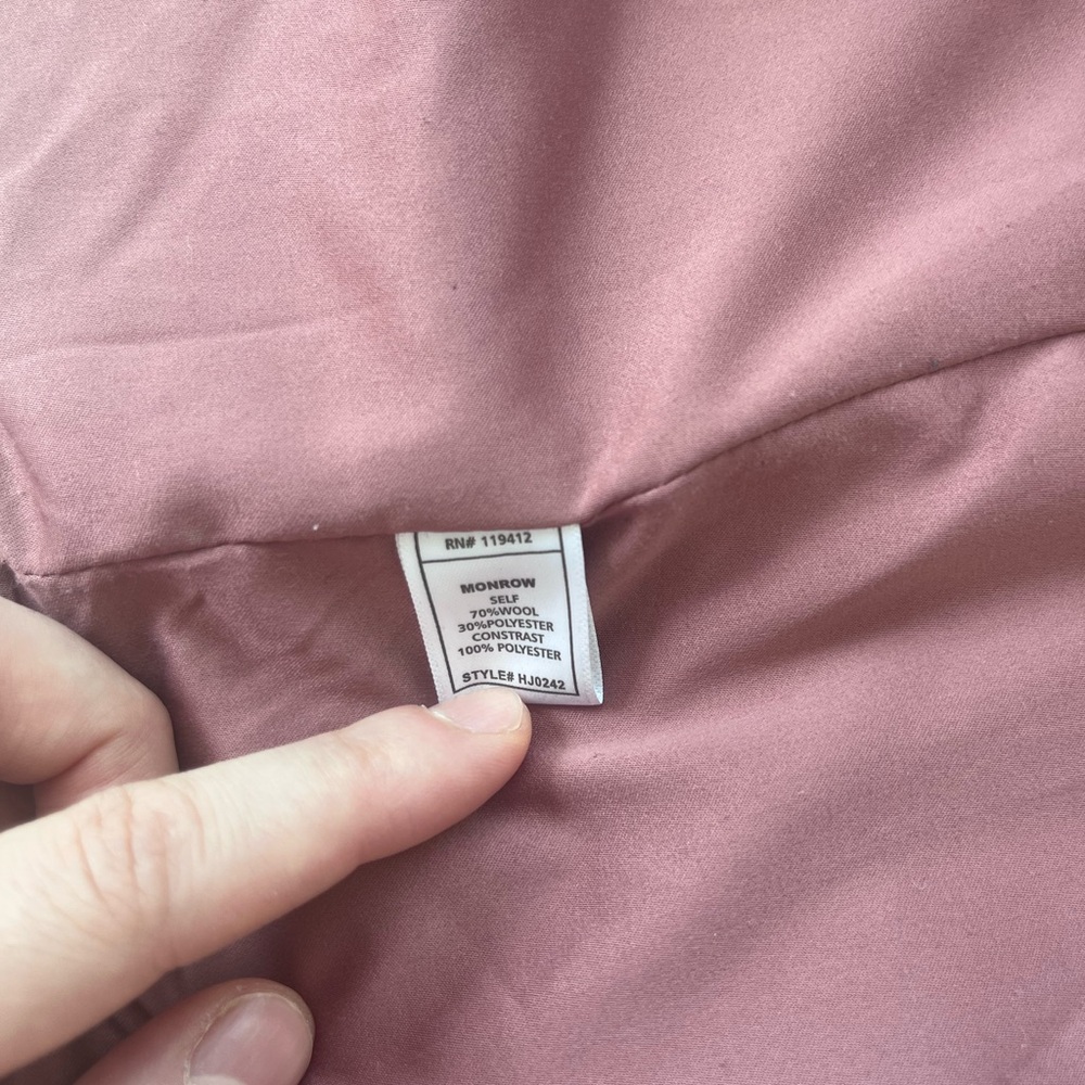 MONROW Pink Plaid Wool-Blend Long Shacket Size S - Picture 6 of 10